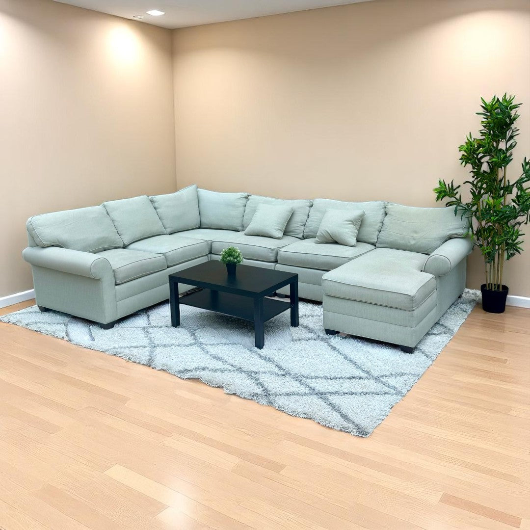 (π Delivery Available) Ethan Allen Beige Sectional Sofa Couch