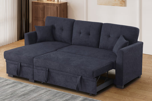 Sectional Sofa Bed, Dark Blue