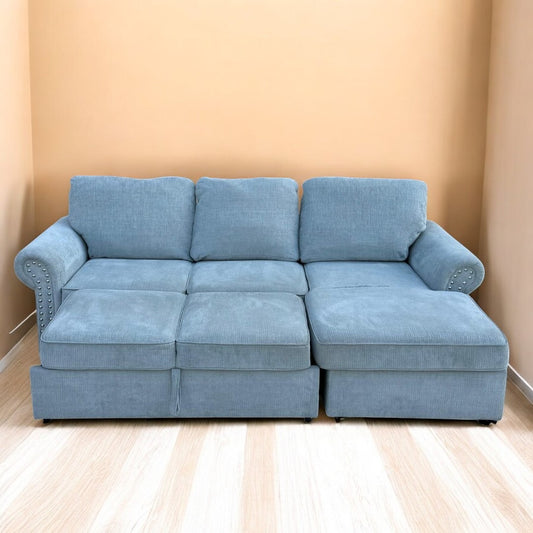 Light Blue Sectional Sofa w/ Storage – Bob’s Furniture
