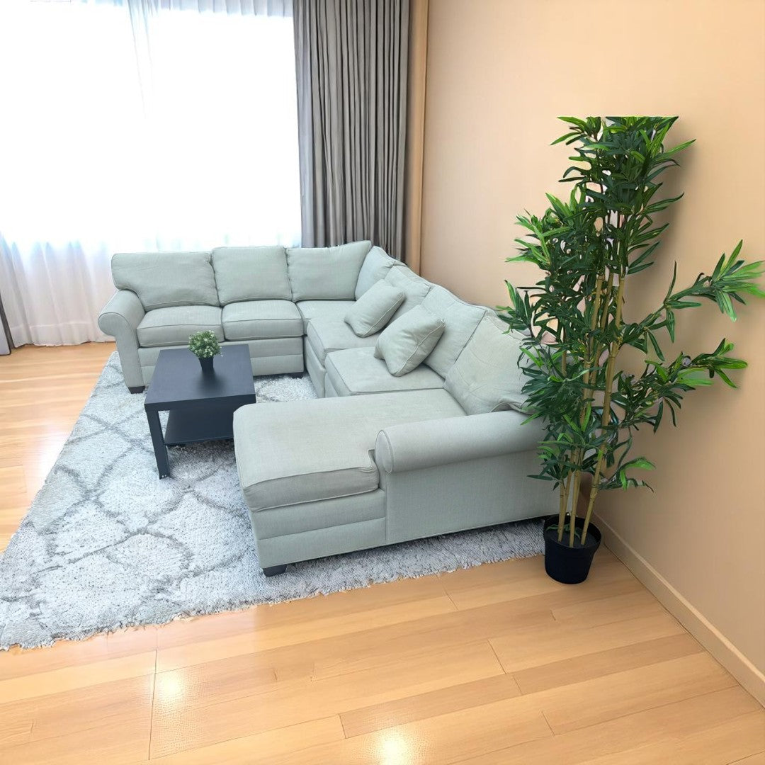 (🚚 Delivery Available) Ethan Allen Beige Sectional Sofa Couch