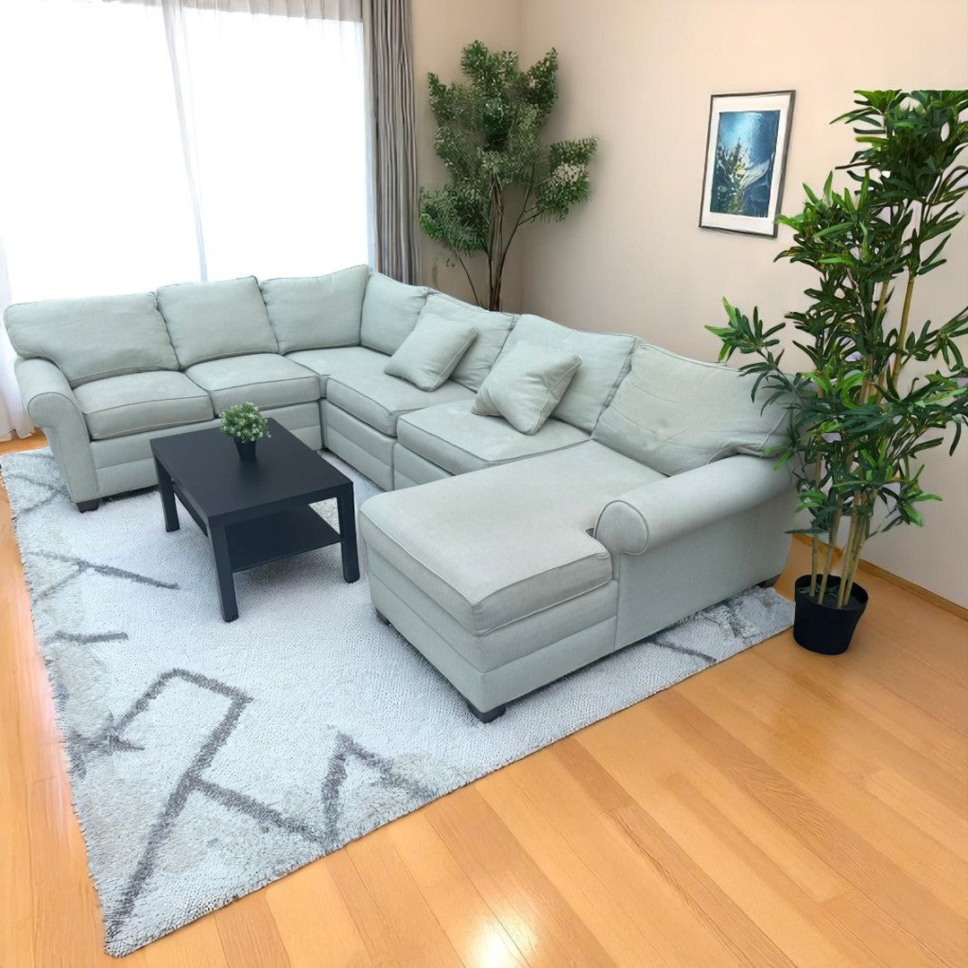 (🚚 Delivery Available) Ethan Allen Beige Sectional Sofa Couch