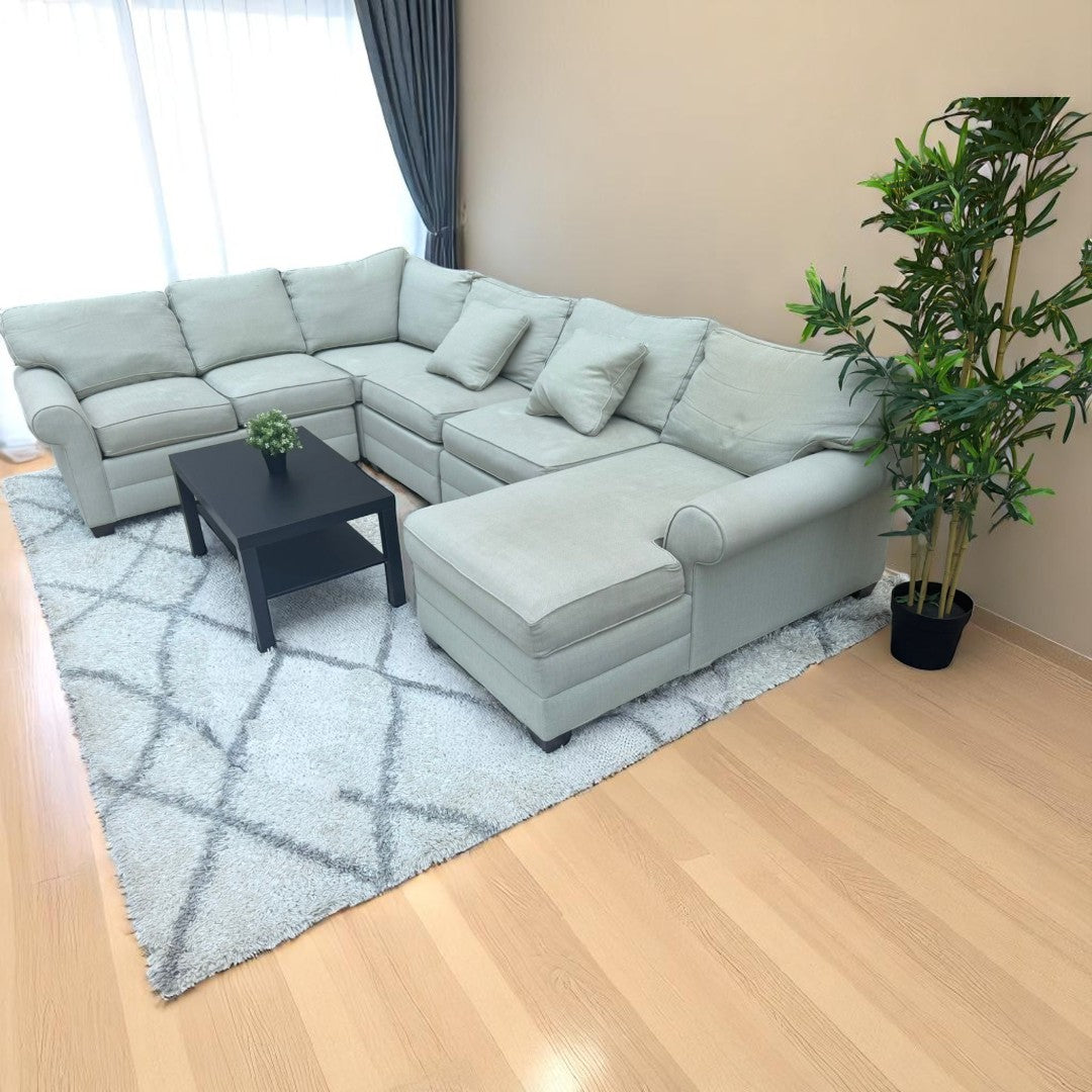 (🚚 Delivery Available) Ethan Allen Beige Sectional Sofa Couch