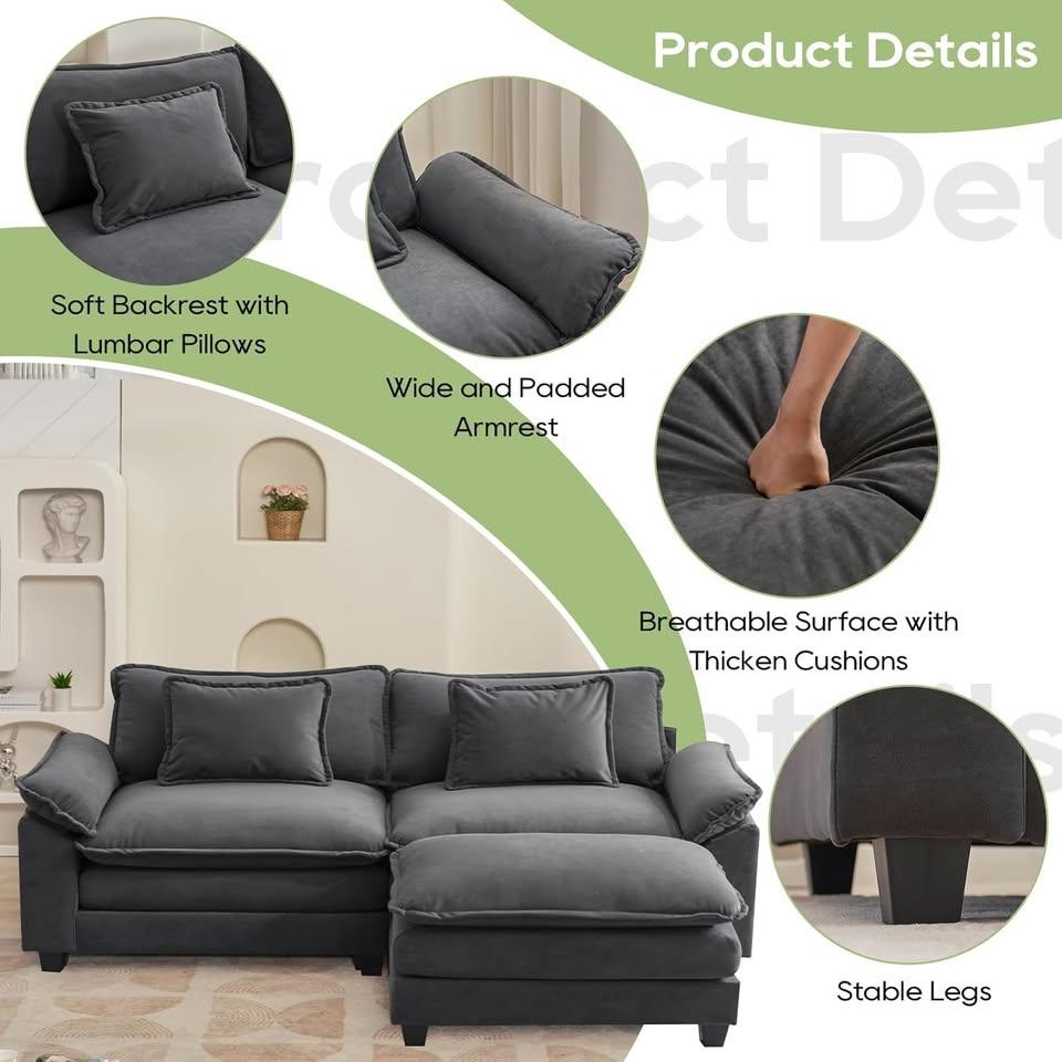 2-Seater Sectional Sofa with Ottoman – Compact, Cozy &amp; Modern