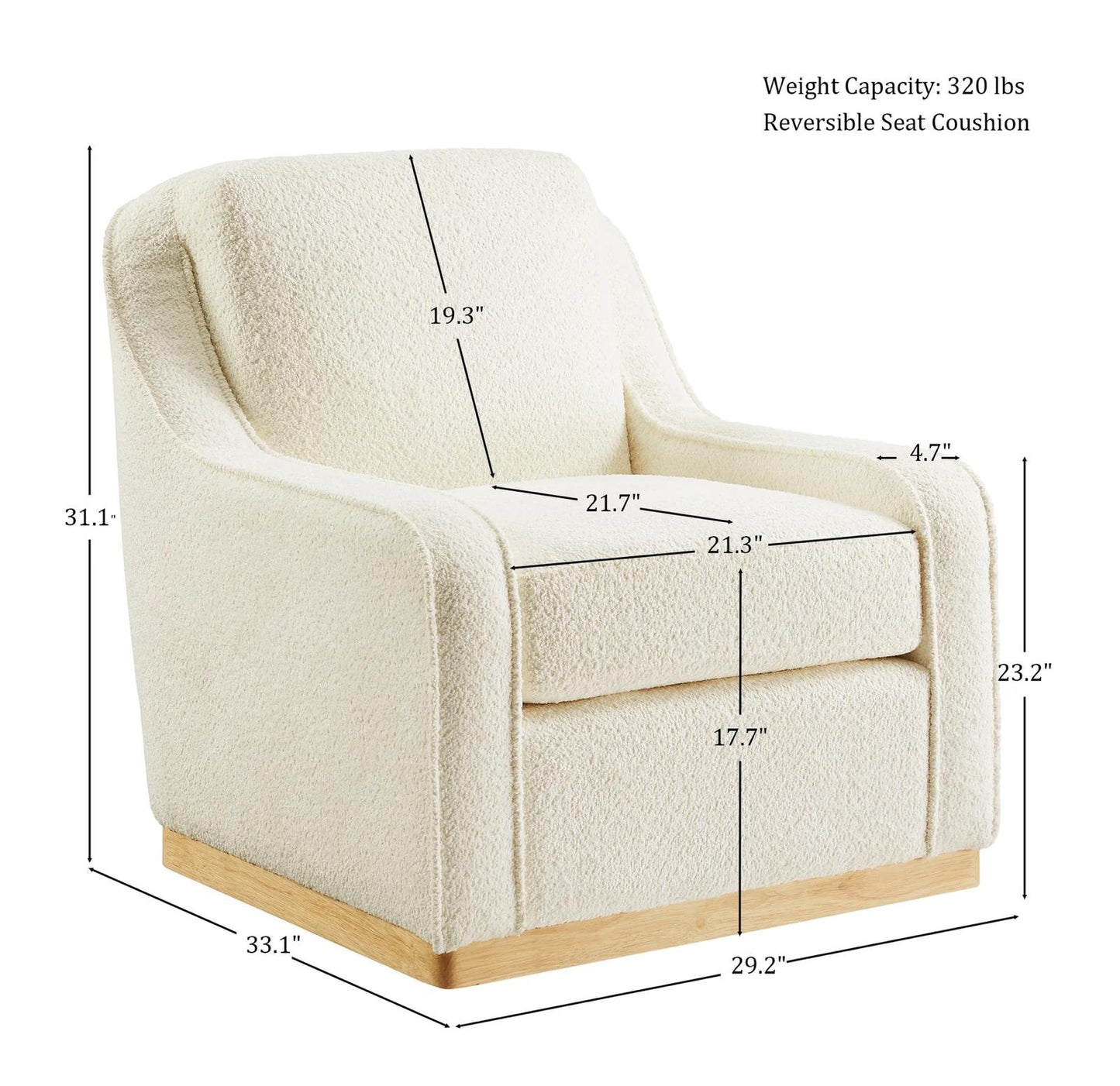 Modern Cream Bouclé Swivel Chair – Brand New in Box