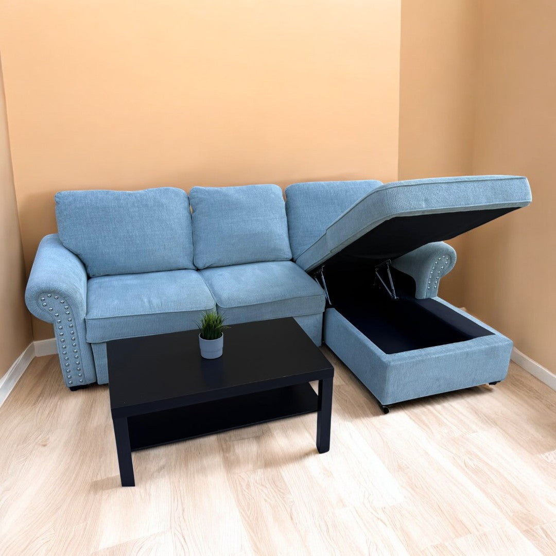 Light Blue Sectional Sofa w/ Storage – Bob’s Furniture