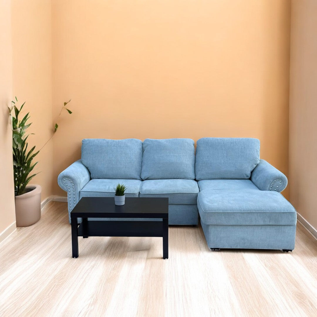 Light Blue Sectional Sofa w/ Storage – Bob’s Furniture