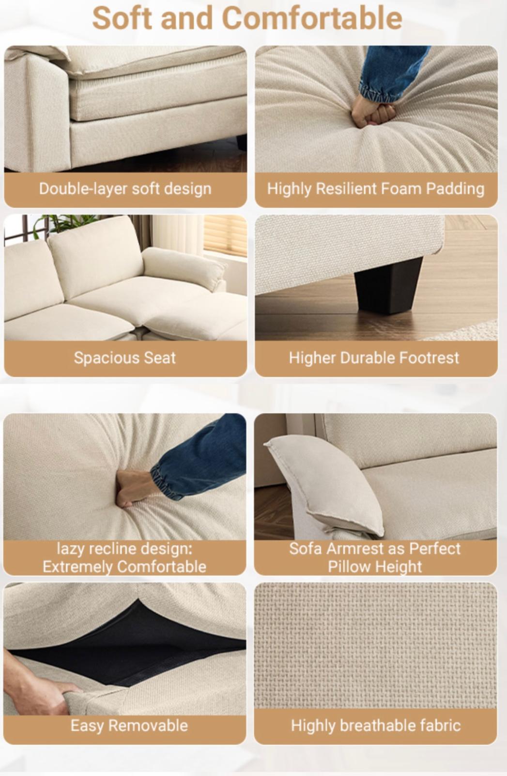 2-Seater Sectional Sofa with Ottoman – Compact, Cozy &amp; Modern