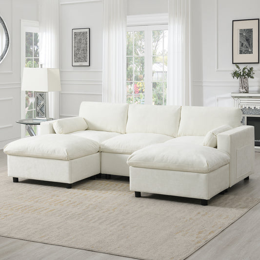 86.5'' Chenille Modular Sectional Sofa with Storage Pockets, 5 Seat U Shaped